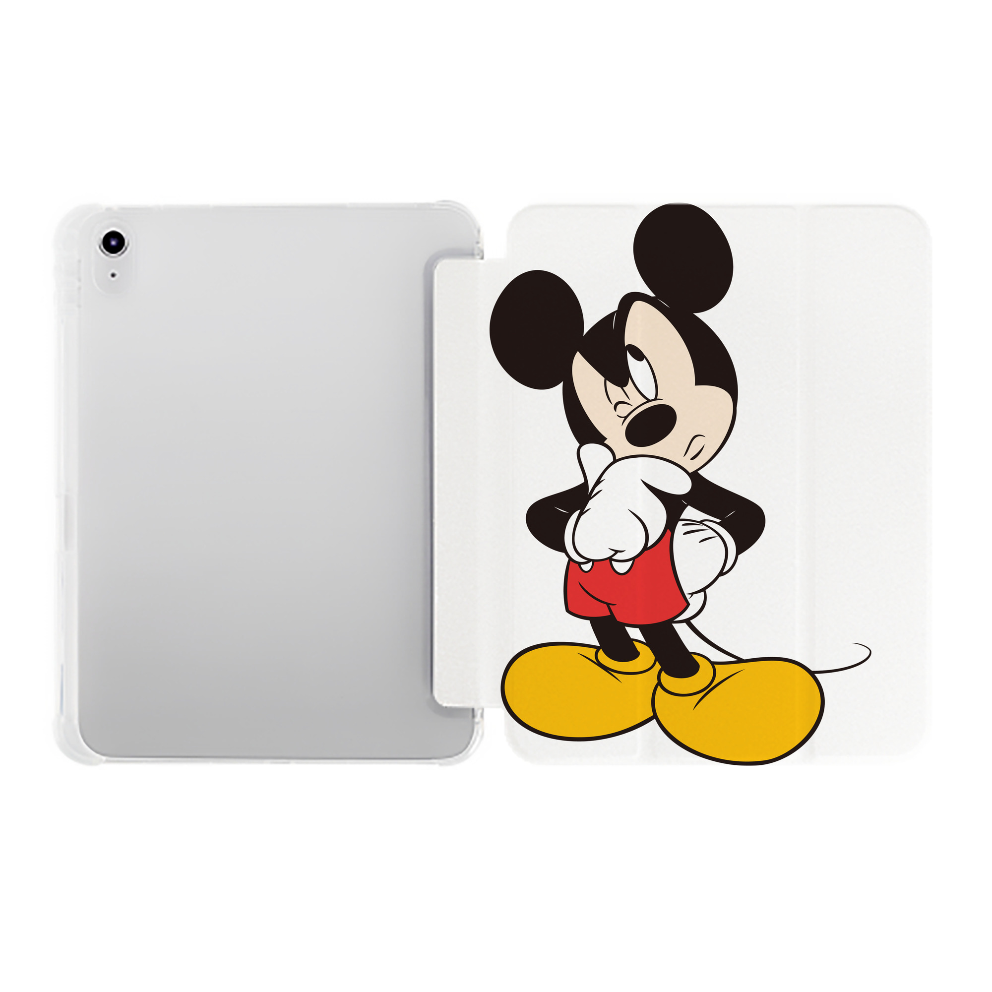 （画像用） ミッキーマウス Mickey Mouse IPad ケース ペン収納付き 三つ折りスタンド PUレザー×シリコン 対応機種9.5/10.5/10.9インチ
